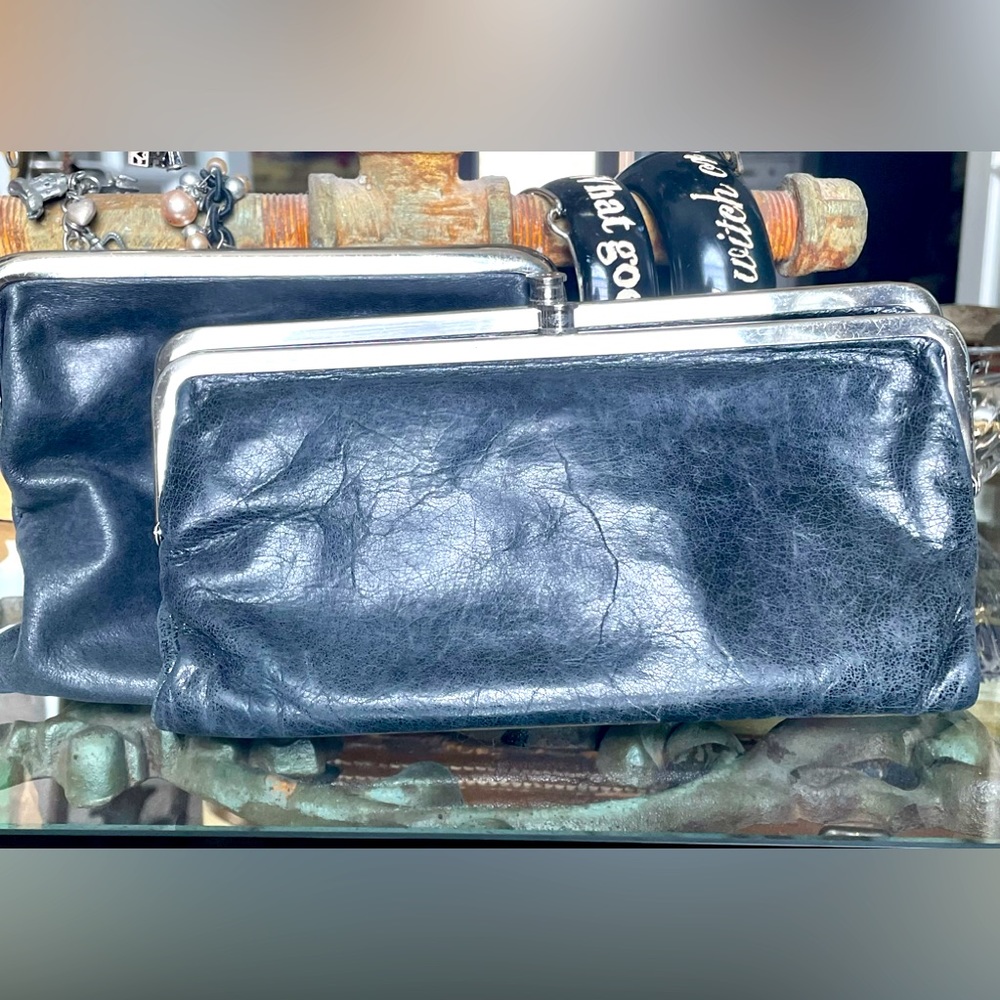 HOBO Black Leather Wallet and Cosmetic Bag